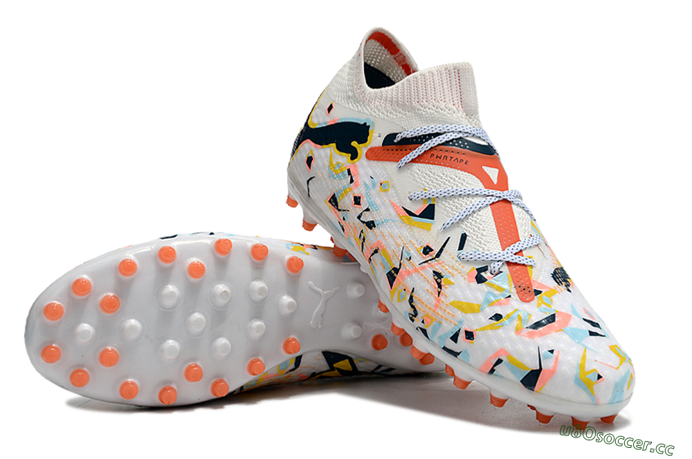 Men's Puma Future Ultimate MG Multi Ground Low-Tops Football Boots - White/Pink/Yellow/Black 3