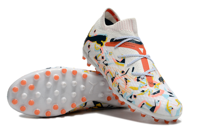 Men's Puma Future Ultimate MG Multi Ground Low-Tops Football Boots - White/Pink/Yellow/Black
