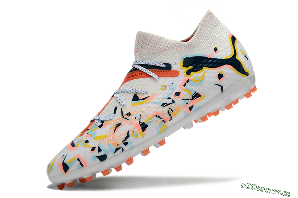 Men's Puma Future Ultimate MG Multi Ground Low-Tops Football Boots - White/Pink/Yellow/Black 5