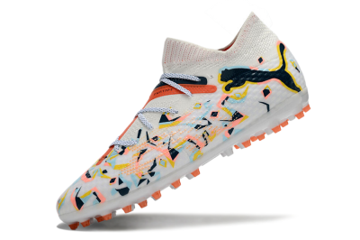 Men's Puma Future Ultimate MG Multi Ground Low-Tops Football Boots - White/Pink/Yellow/Black
