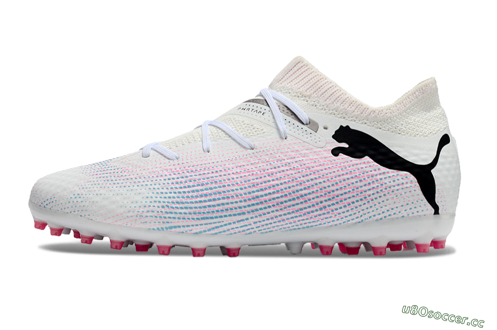Men's Puma Future Ultimate MG Multi Ground Low-Tops Football Boots - White/Pink/Blue/Black 0