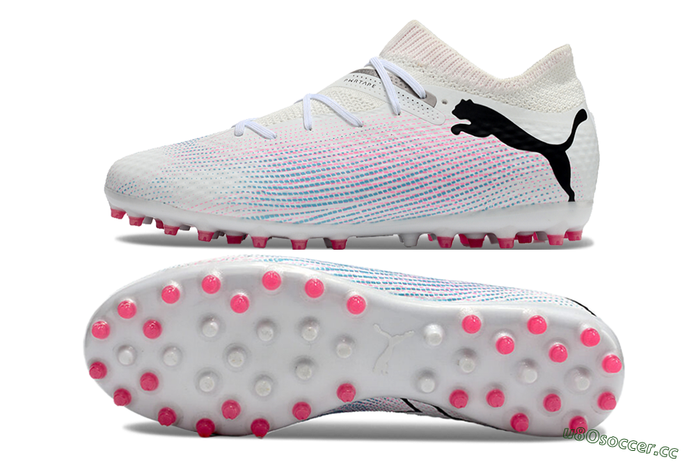 Men's Puma Future Ultimate MG Multi Ground Low-Tops Football Boots - White/Pink/Blue/Black 1