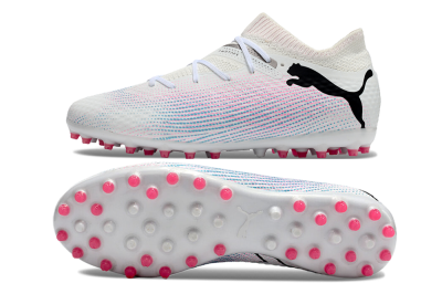 Men's Puma Future Ultimate MG Multi Ground Low-Tops Football Boots - White/Pink/Blue/Black