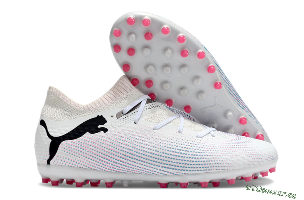 Men's Puma Future Ultimate MG Multi Ground Low-Tops Football Boots - White/Pink/Blue/Black 2