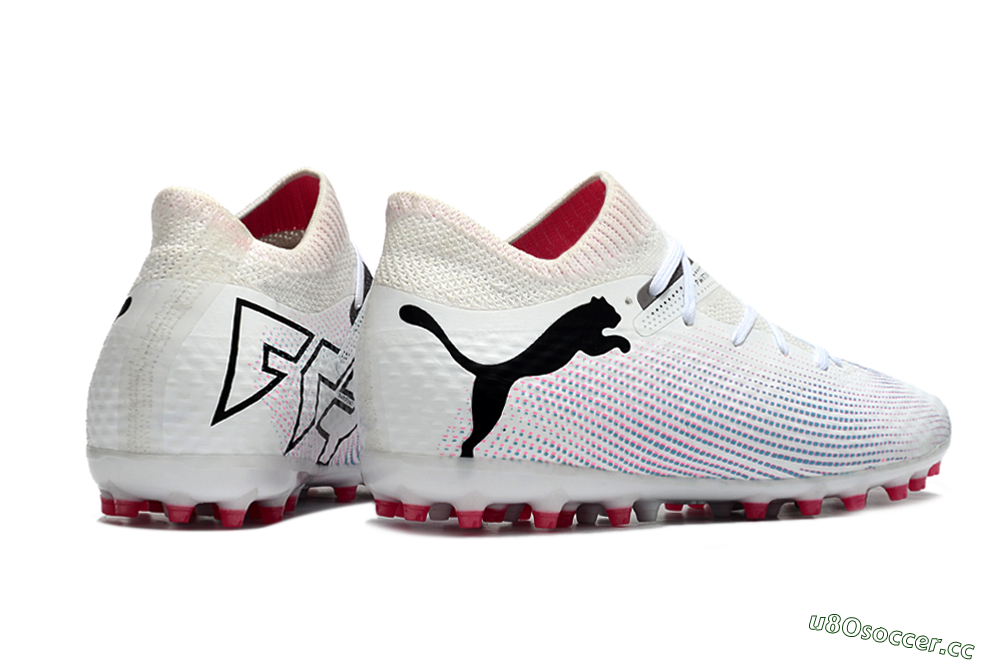 Men's Puma Future Ultimate MG Multi Ground Low-Tops Football Boots - White/Pink/Blue/Black 6