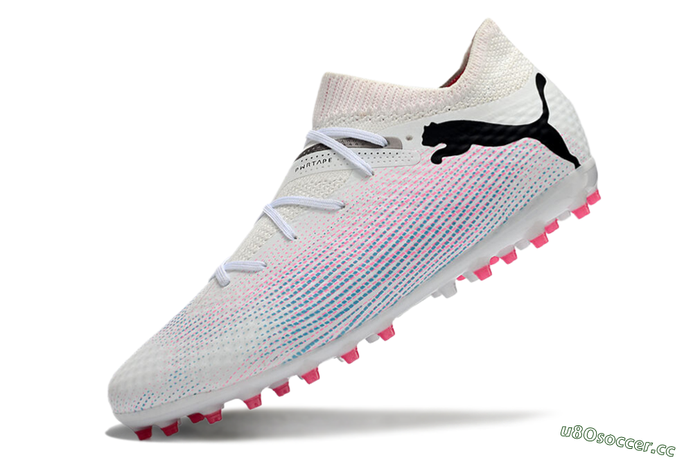 Men's Puma Future Ultimate MG Multi Ground Low-Tops Football Boots - White/Pink/Blue/Black 5