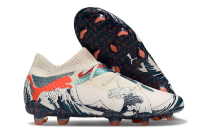 Men's Puma Future Ultimate FG Firm Ground Low-Tops Football Boots - Beige/Blue/Red