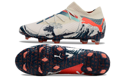 Men's Puma Future Ultimate FG Firm Ground Low-Tops Football Boots - Beige/Blue/Red