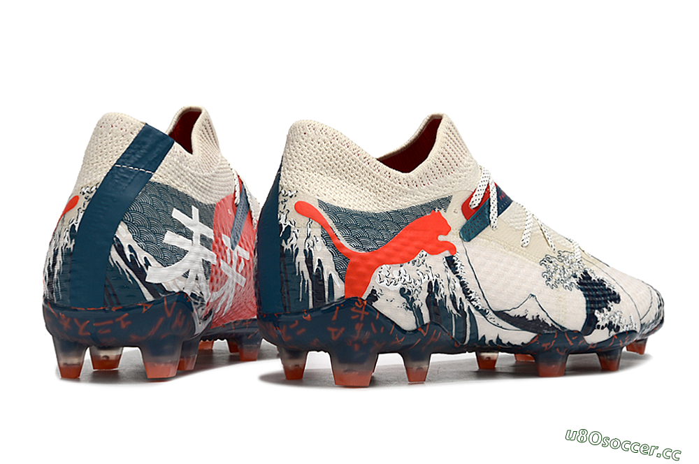 Men's Puma Future Ultimate FG Firm Ground Low-Tops Football Boots - Beige/Blue/Red 6