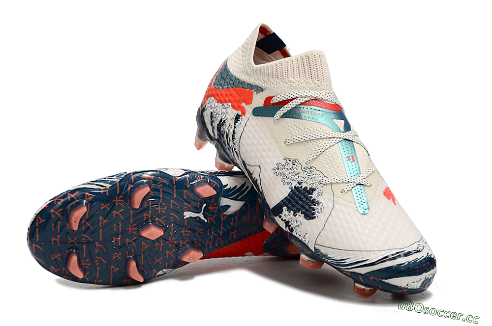 Men's Puma Future Ultimate FG Firm Ground Low-Tops Football Boots - Beige/Blue/Red 3