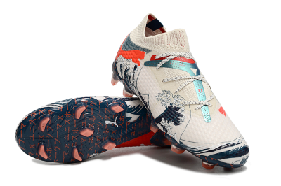 Men's Puma Future Ultimate FG Firm Ground Low-Tops Football Boots - Beige/Blue/Red