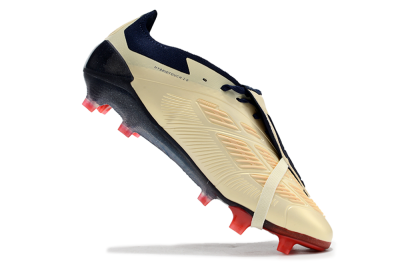 Men's Adidas Predator Elite Foldover Tongue FG Firm Ground Low-Tops Football Boots - Beige/Blue/Black