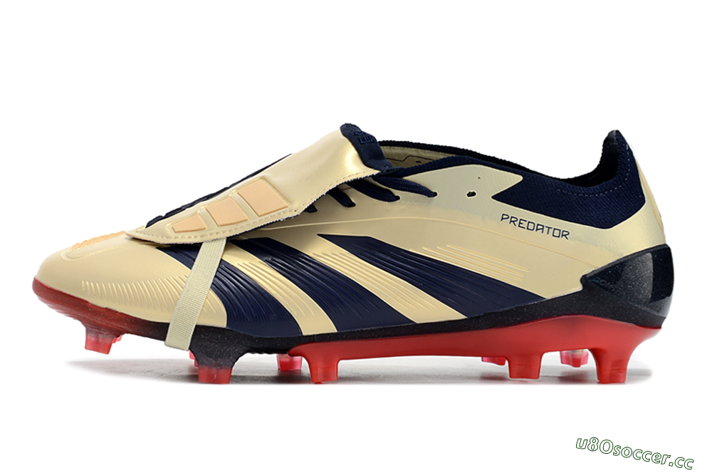 Men's Adidas Predator Elite Foldover Tongue FG Firm Ground Low-Tops Football Boots - Beige/Blue/Black 0
