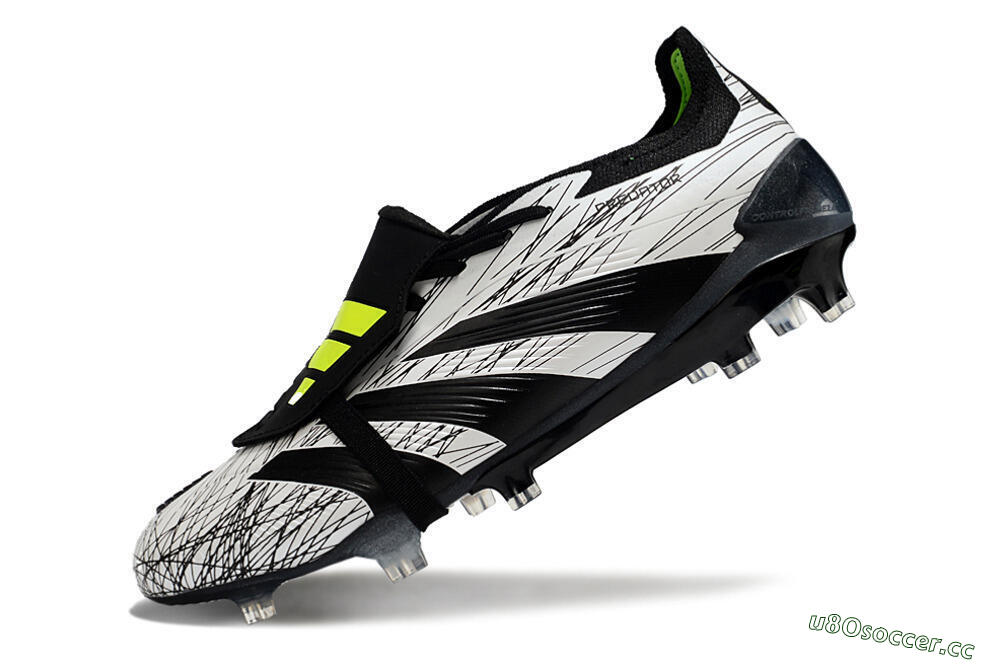Men's Adidas Predator Elite Foldover Tongue FG Firm Ground Low-Tops Football Boots - White/Black/Yellow 5