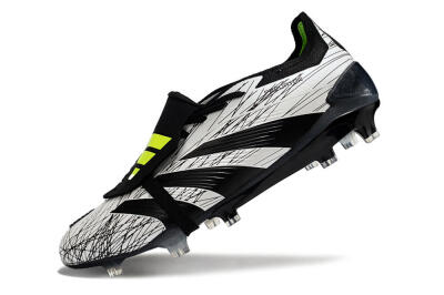 Men's Adidas Predator Elite Foldover Tongue FG Firm Ground Low-Tops Football Boots - White/Black/Yellow