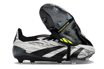 Men's Adidas Predator Elite Foldover Tongue FG Firm Ground Low-Tops Football Boots - White/Black/Yellow