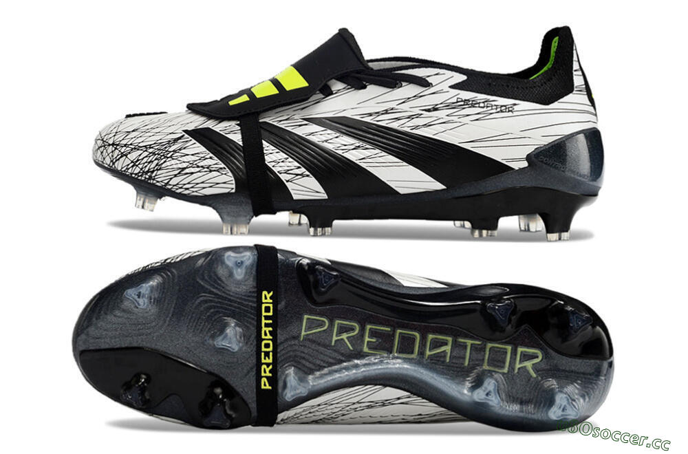 Men's Adidas Predator Elite Foldover Tongue FG Firm Ground Low-Tops Football Boots - White/Black/Yellow 1