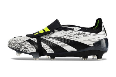 Men's Adidas Predator Elite Foldover Tongue FG Firm Ground Low-Tops Football Boots - White/Black/Yellow