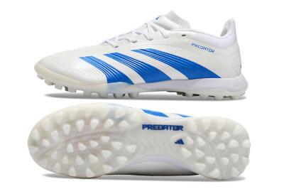 Unisex Adidas Predator 24 Elite TF Artificial Turf Low-Tops Football Shoes - Beige/White/Blue