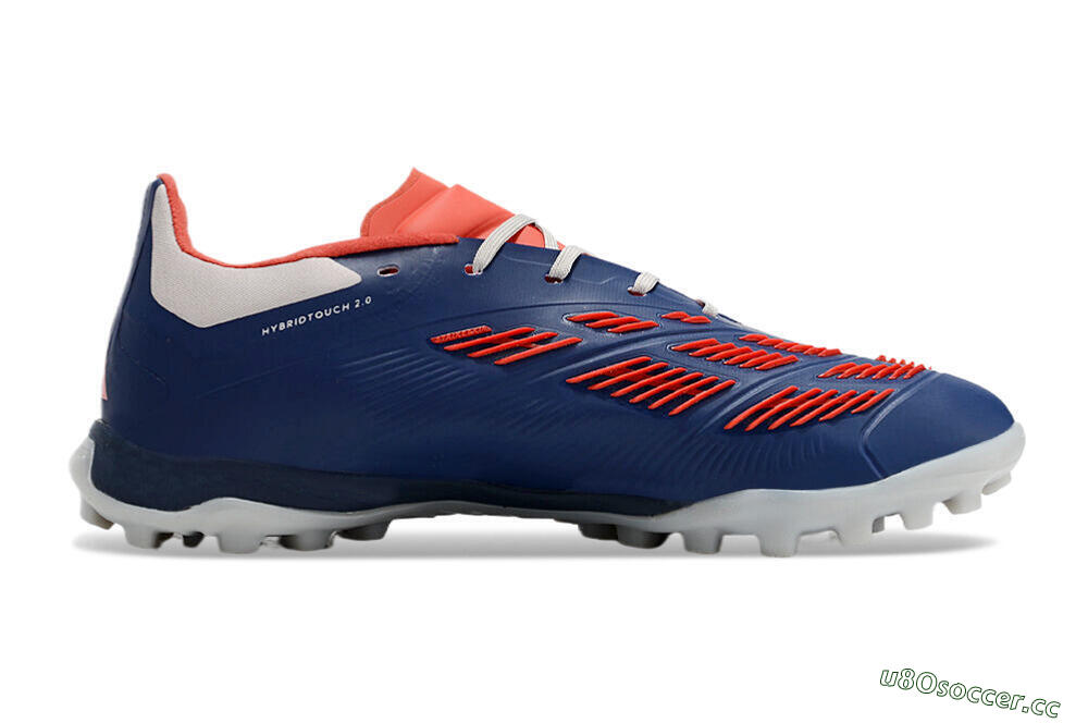 Unisex Adidas Predator 24 Elite TF Artificial Turf Low-Tops Football Shoes - Silver/Blue/Red 5