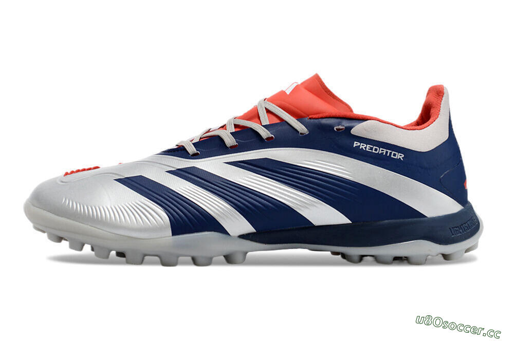 Unisex Adidas Predator 24 Elite TF Artificial Turf Low-Tops Football Shoes - Silver/Blue/Red 0