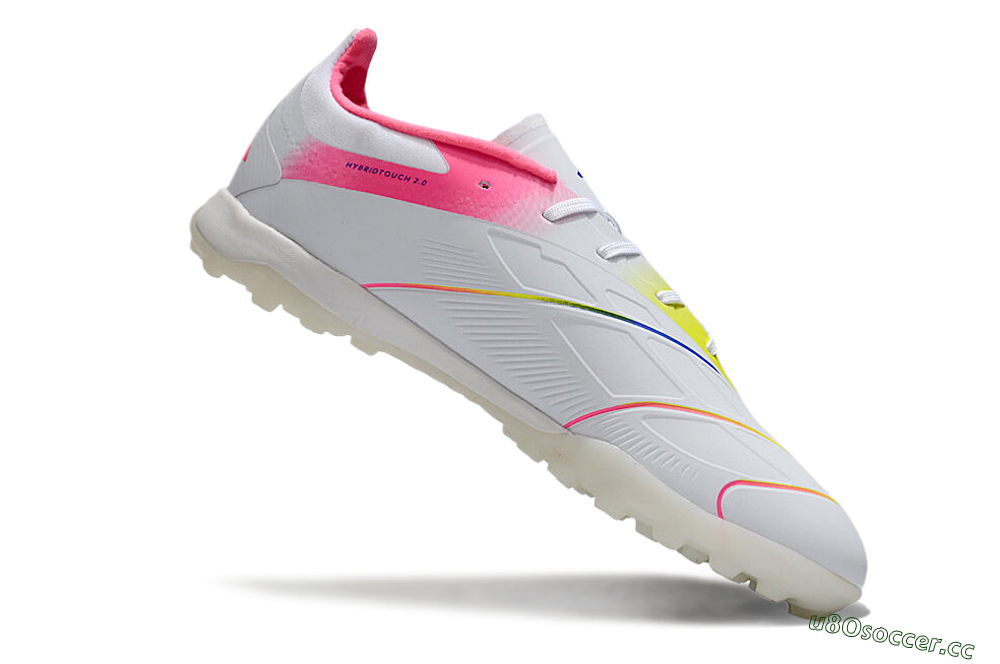 Men's Adidas Predator 24 Elite TF Artificial Turf Low-Tops Football Shoes - White/Pink/Blue/Yellow 4