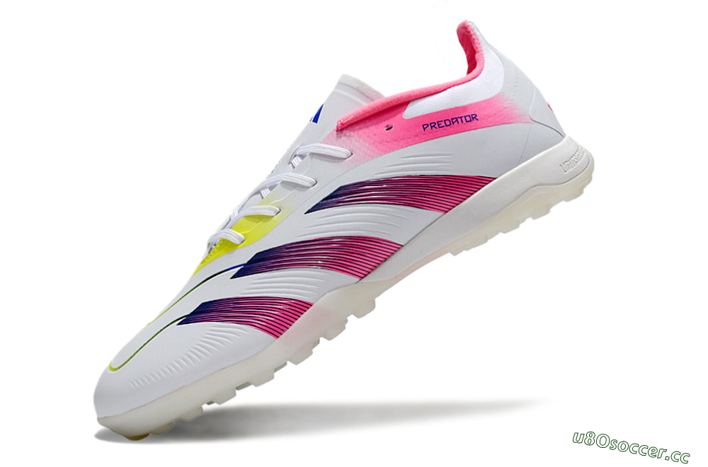 Men's Adidas Predator 24 Elite TF Artificial Turf Low-Tops Football Shoes - White/Pink/Blue/Yellow 5