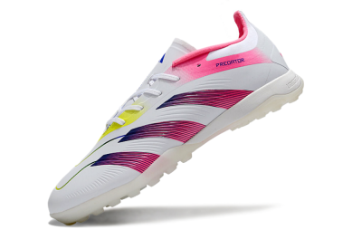 Men's Adidas Predator 24 Elite TF Artificial Turf Low-Tops Football Shoes - White/Pink/Blue/Yellow