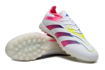 Men's Adidas Predator 24 Elite TF Artificial Turf Low-Tops Football Shoes - White/Pink/Blue/Yellow