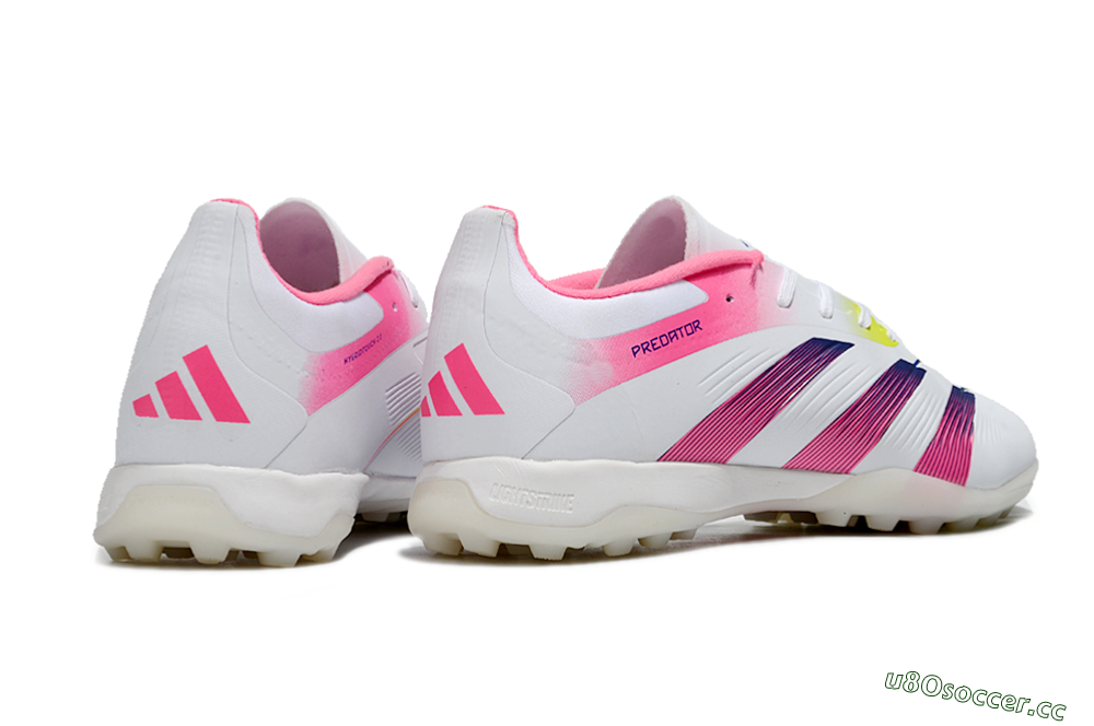Men's Adidas Predator 24 Elite TF Artificial Turf Low-Tops Football Shoes - White/Pink/Blue/Yellow 6