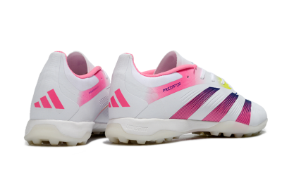 Men's Adidas Predator 24 Elite TF Artificial Turf Low-Tops Football Shoes - White/Pink/Blue/Yellow