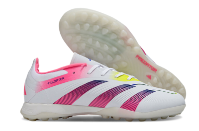 Men's Adidas Predator 24 Elite TF Artificial Turf Low-Tops Football Shoes - White/Pink/Blue/Yellow