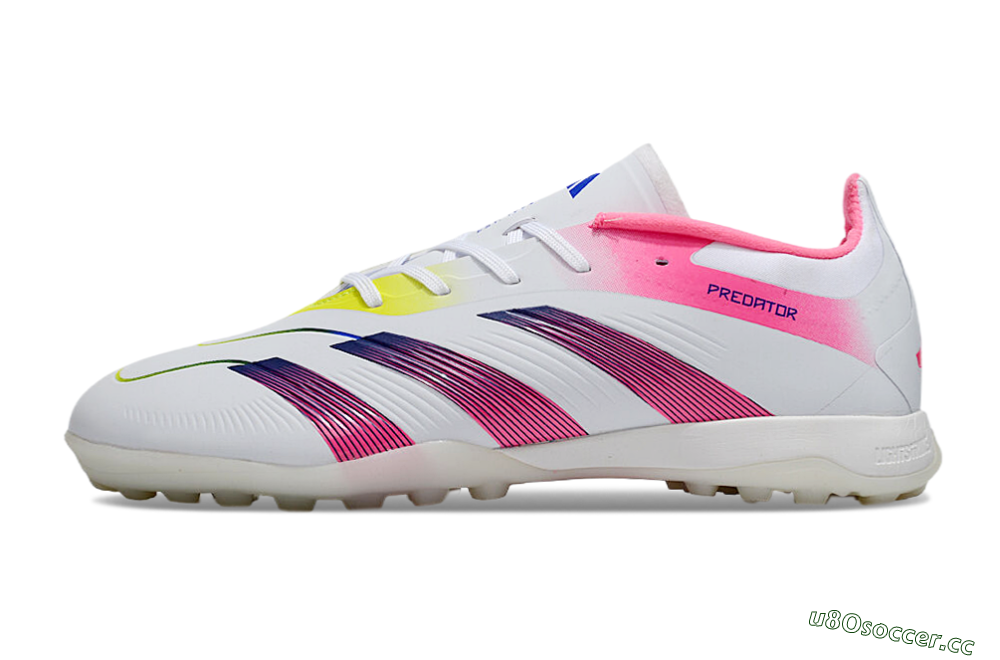 Men's Adidas Predator 24 Elite TF Artificial Turf Low-Tops Football Shoes - White/Pink/Blue/Yellow 0