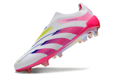 Men's Adidas Predator Accuracy+ Laceless FG Firm Ground Low-Tops Football Boots - White/Pink/Blue/Yellow