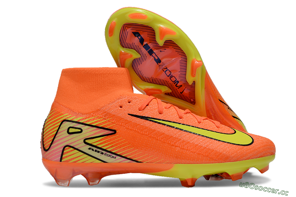Men's Nike Air Zoom Mercurial Superfly 10 Elite FG Firm Ground High-Tops Football Boots - Red/Yellow/Black 2