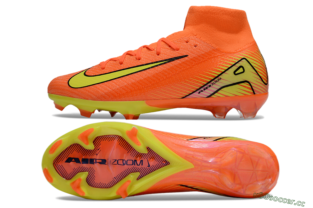 Men's Nike Air Zoom Mercurial Superfly 10 Elite FG Firm Ground High-Tops Football Boots - Red/Yellow/Black 1