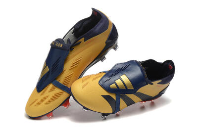 Men's Adidas Predator Elite Foldover Tongue FG Firm Ground Low-Tops Football Boots - Gold/Blue/Red