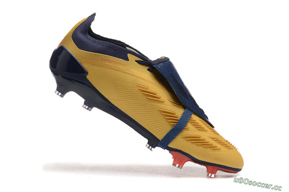 Men's Adidas Predator Elite Foldover Tongue FG Firm Ground Low-Tops Football Boots - Gold/Blue/Red 7