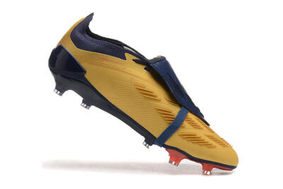 Men's Adidas Predator Elite Foldover Tongue FG Firm Ground Low-Tops Football Boots - Gold/Blue/Red