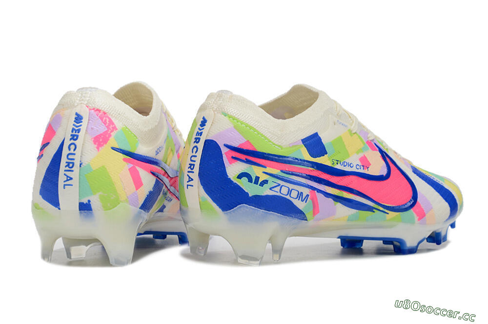 Unisex Nike Air Zoom Mercurial Vapor 15 Elite FG Firm Ground Low-Tops Football Boots - Beige/Blue/Yellow/Pink 6