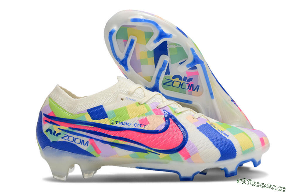 Unisex Nike Air Zoom Mercurial Vapor 15 Elite FG Firm Ground Low-Tops Football Boots - Beige/Blue/Yellow/Pink 2