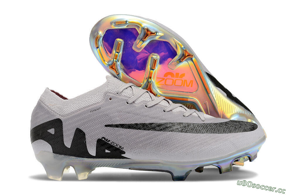 Unisex Nike Air Zoom Mercurial Vapor 15 Elite FG Firm Ground Low-Tops Football Boots - Grey/Black/Gold 2