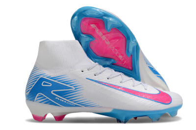 Unisex Nike Air Zoom Mercurial Superfly 10 Elite FG Firm Ground High-Tops Football Boots - White/Pink/Blue