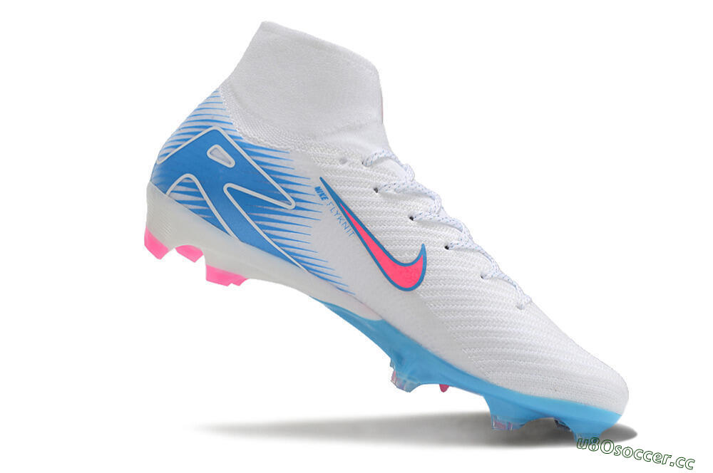 Unisex Nike Air Zoom Mercurial Superfly 10 Elite FG Firm Ground High-Tops Football Boots - White/Pink/Blue 4
