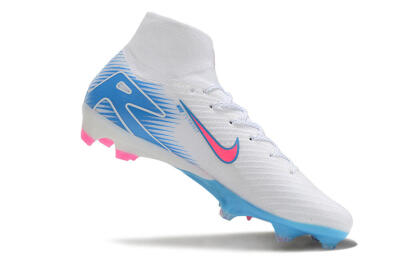 Unisex Nike Air Zoom Mercurial Superfly 10 Elite FG Firm Ground High-Tops Football Boots - White/Pink/Blue