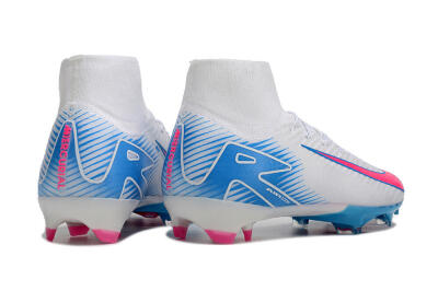 Unisex Nike Air Zoom Mercurial Superfly 10 Elite FG Firm Ground High-Tops Football Boots - White/Pink/Blue