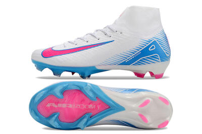 Unisex Nike Air Zoom Mercurial Superfly 10 Elite FG Firm Ground High-Tops Football Boots - White/Pink/Blue
