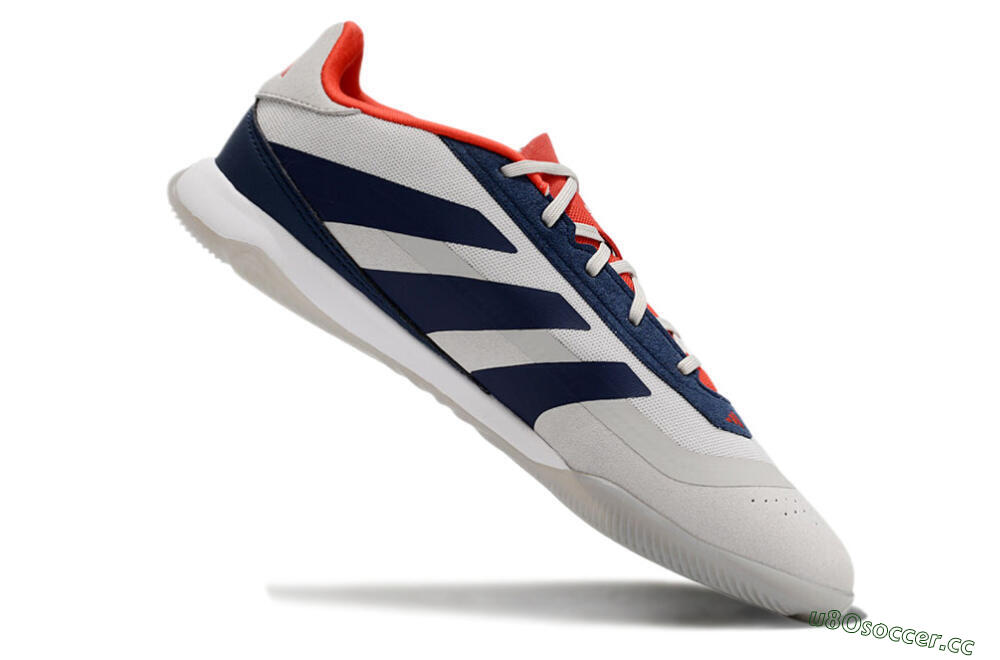Men's Adidas Predator 24 Elite IC Indoor & Futsal Low-Tops Football Shoes - Grey/Blue/Red 4