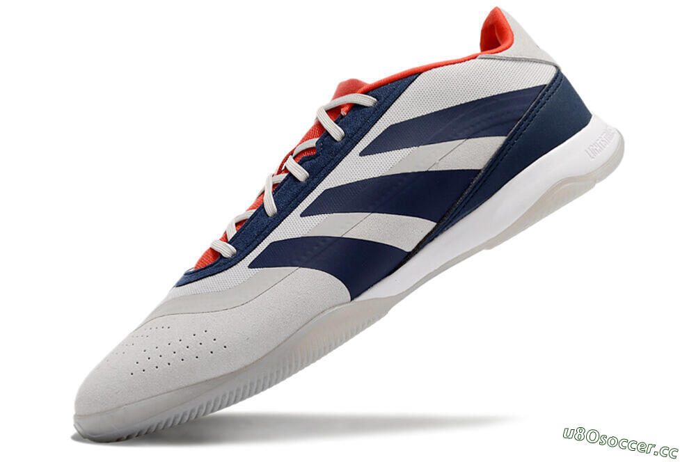 Men's Adidas Predator 24 Elite IC Indoor & Futsal Low-Tops Football Shoes - Grey/Blue/Red 5