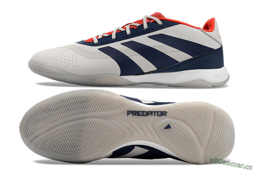 Men's Adidas Predator 24 Elite IC Indoor & Futsal Low-Tops Football Shoes - Grey/Blue/Red 1
